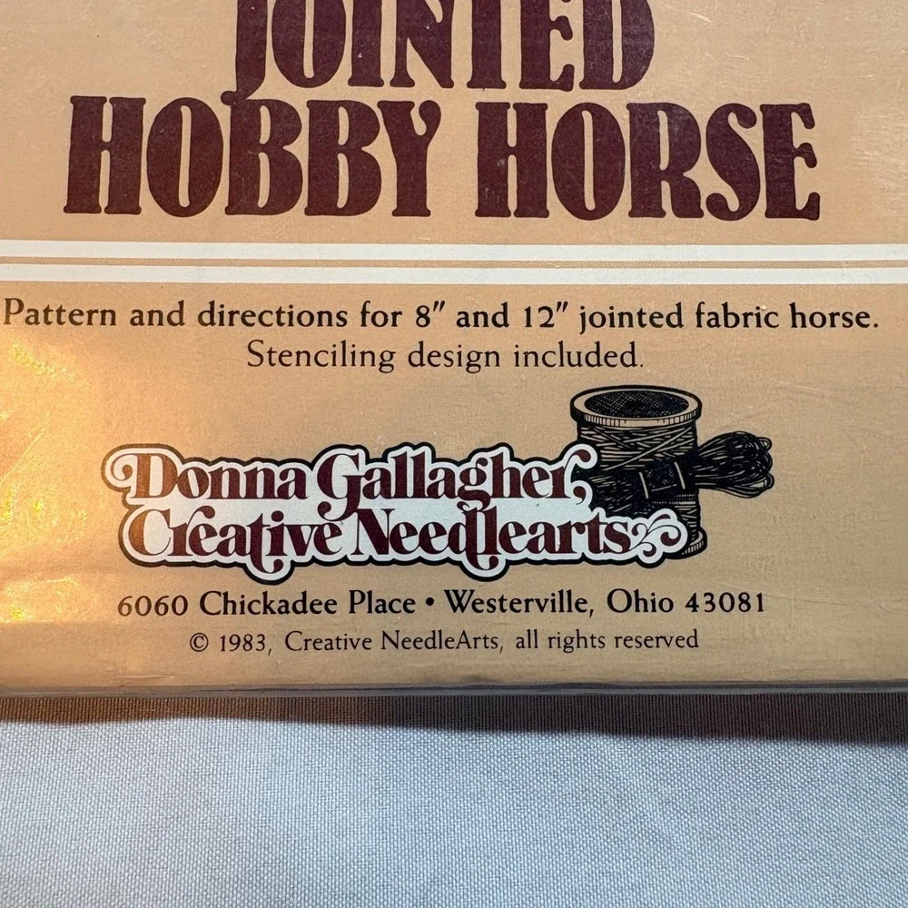 Donna Gallagher Creative Needlearts Jointed Hobby Horse Sewing Pattern 830 1983